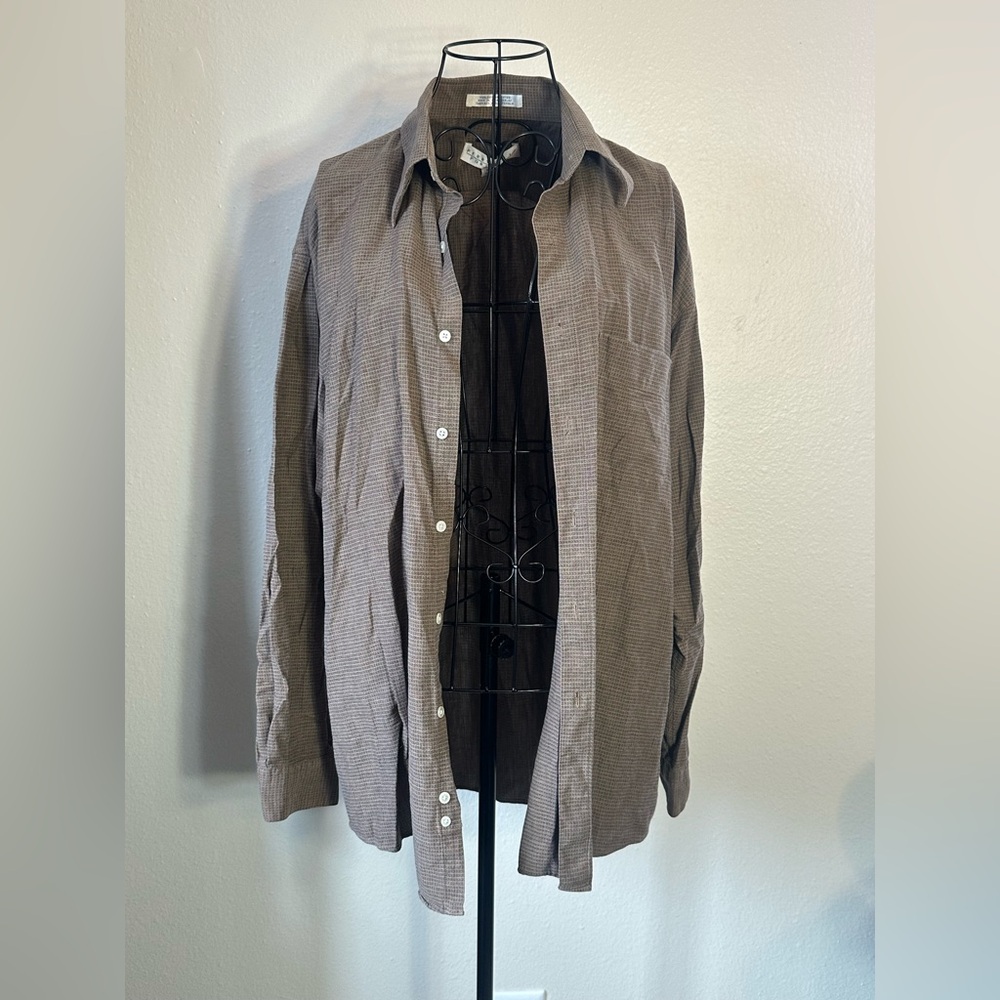 Perry Ellis Portfolio Brown Button Up - Picture 2 of 9
